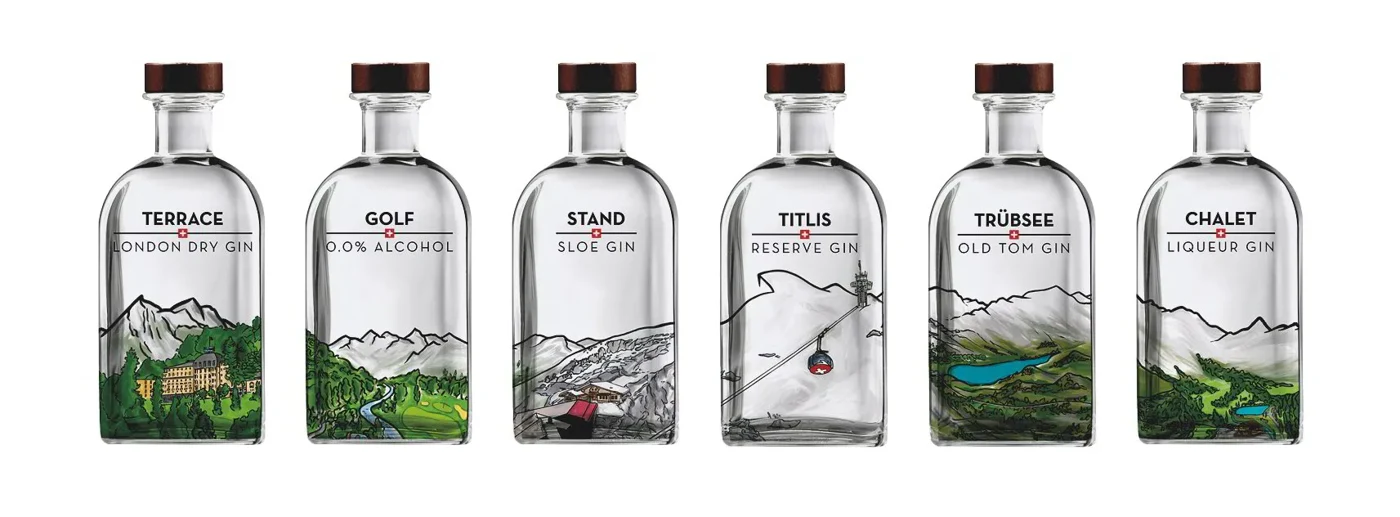 TITLIS Gin Collection: die vollständige Kollektion mit sechs Flaschen